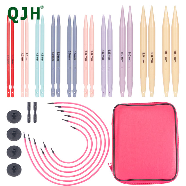 QJH Knit Picks Options Plastic ABS Interchangeable Knitting Needle Set -  20pcs 10 Sizes Knitting Needles & Weaving Tools Kits - AliExpress